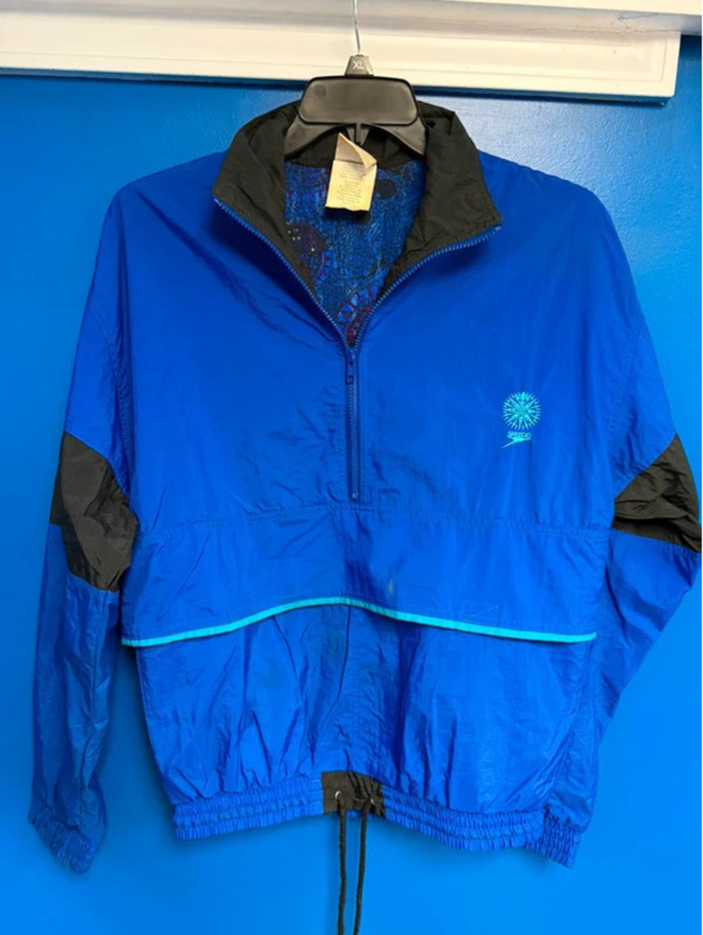 Vintage Speedo 90s Nylon Windbreaker Pullover Blue Sz S